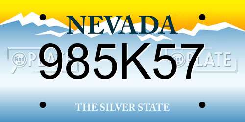 985K57 Nevada License Plate
