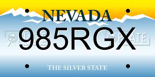 985RGX Nevada License Plate