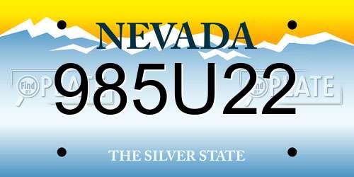 985U22 Nevada License Plate