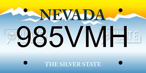 985VMH Nevada License Plate
