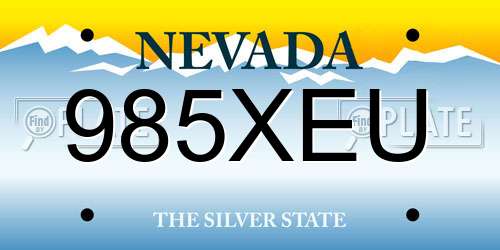 985XEU Nevada License Plate