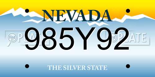 985Y92 Nevada License Plate