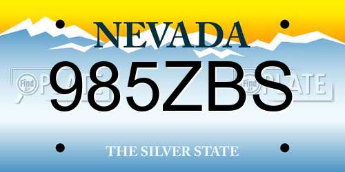 985ZBS Nevada License Plate
