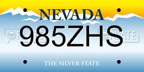 985ZHS Nevada License Plate