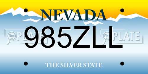 985ZLL Nevada License Plate