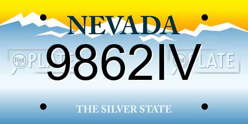 9862IV Nevada License Plate