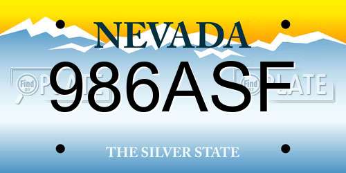 986ASF Nevada License Plate