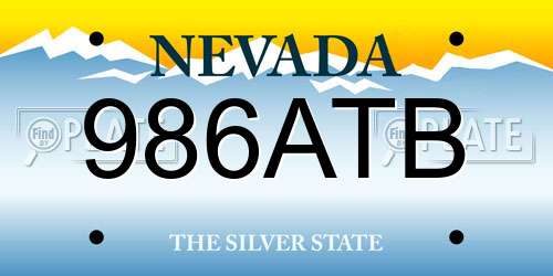 986ATB Nevada License Plate