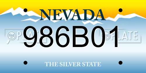 986B01 Nevada License Plate