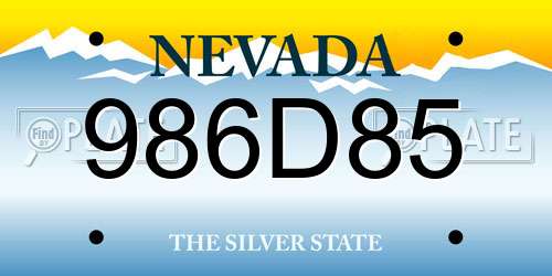 986D85 Nevada License Plate