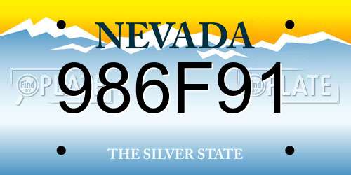 986F91 Nevada License Plate