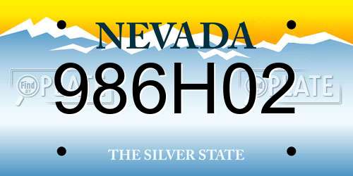 986H02 Nevada License Plate