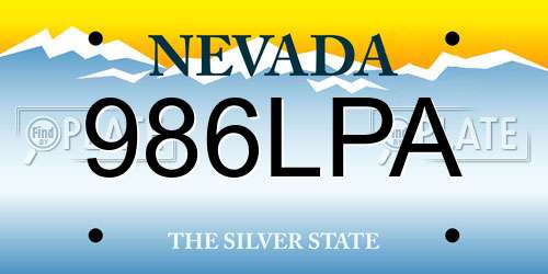 986LPA Nevada License Plate