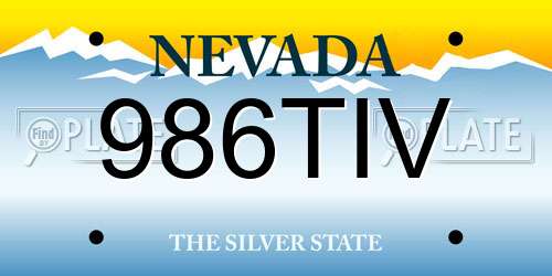 986TIV Nevada License Plate