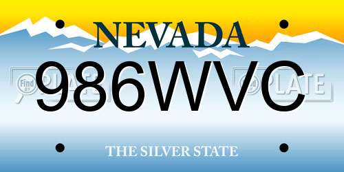 986WVC Nevada License Plate