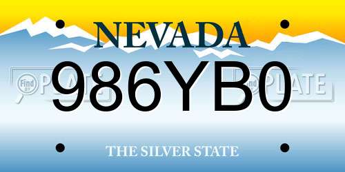 986YB0 Nevada License Plate