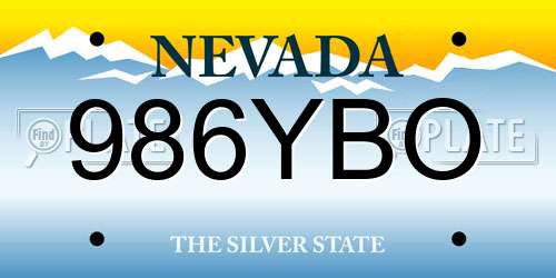 986YBO Nevada License Plate