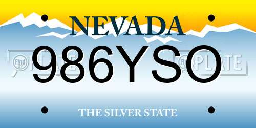 986YSO Nevada License Plate