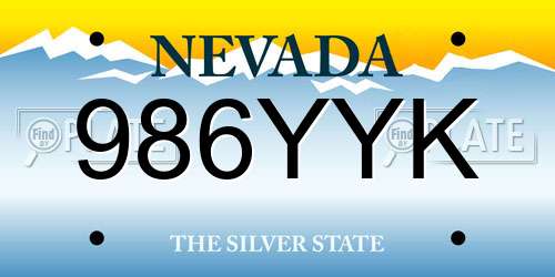 986YYK Nevada License Plate