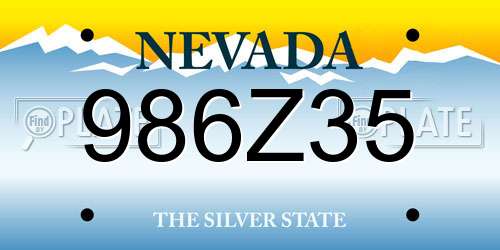 986Z35 Nevada License Plate