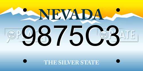 9875C3 Nevada License Plate