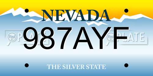 987AYF Nevada License Plate