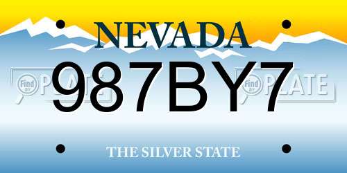 987BY7 Nevada License Plate