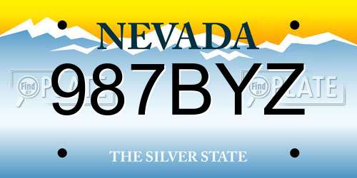987BYZ Nevada License Plate