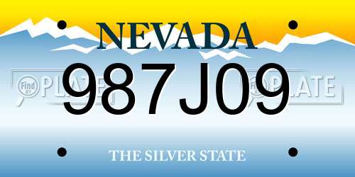 987J09 Nevada License Plate