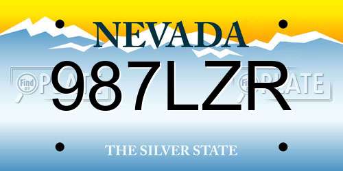 987LZR Nevada License Plate