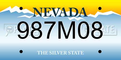 987M08 Nevada License Plate