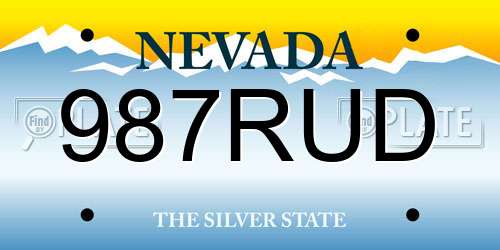 987RUD Nevada License Plate