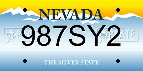 987SY2 Nevada License Plate