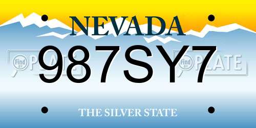 987SY7 Nevada License Plate