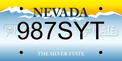 987SYT Nevada License Plate