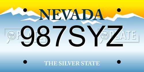 987SYZ Nevada License Plate