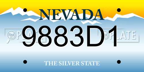 9883D1 Nevada License Plate