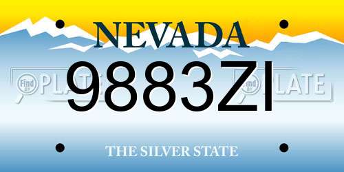 9883ZI Nevada License Plate