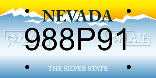 988P91 Nevada License Plate