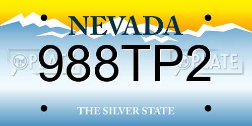 988TP2 Nevada License Plate