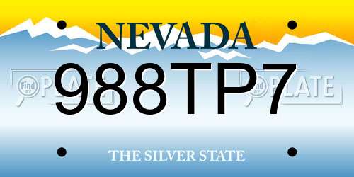 988TP7 Nevada License Plate