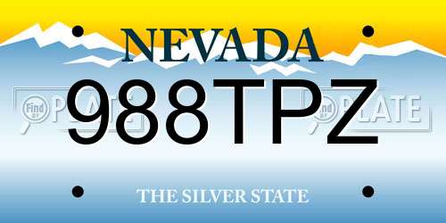 988TPZ Nevada License Plate