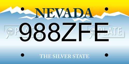 988ZFE Nevada License Plate