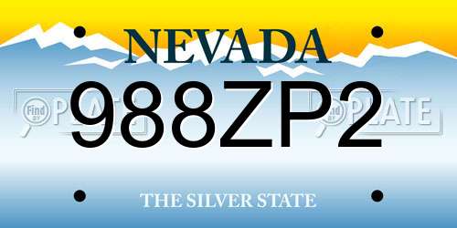 988ZP2 Nevada License Plate
