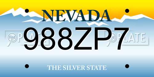 988ZP7 Nevada License Plate