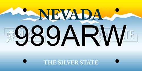 989ARW Nevada License Plate