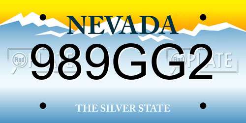 989GG2 Nevada License Plate