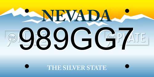 989GG7 Nevada License Plate