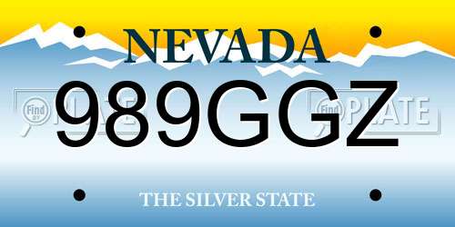 989GGZ Nevada License Plate
