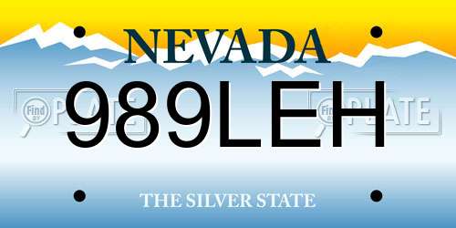 989LEH Nevada License Plate